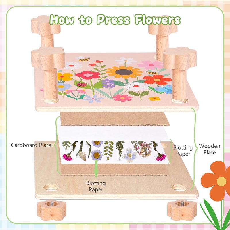 Aboofx Creativity Flower Press Kit for Kids | Educational Arts & Crafts Pressed Flower Art Kit for DIY Frame, Bookmarks & Cards | Small Botanical Class Project Nature Gift for Girls & Boys Ages 5+ - Image 4